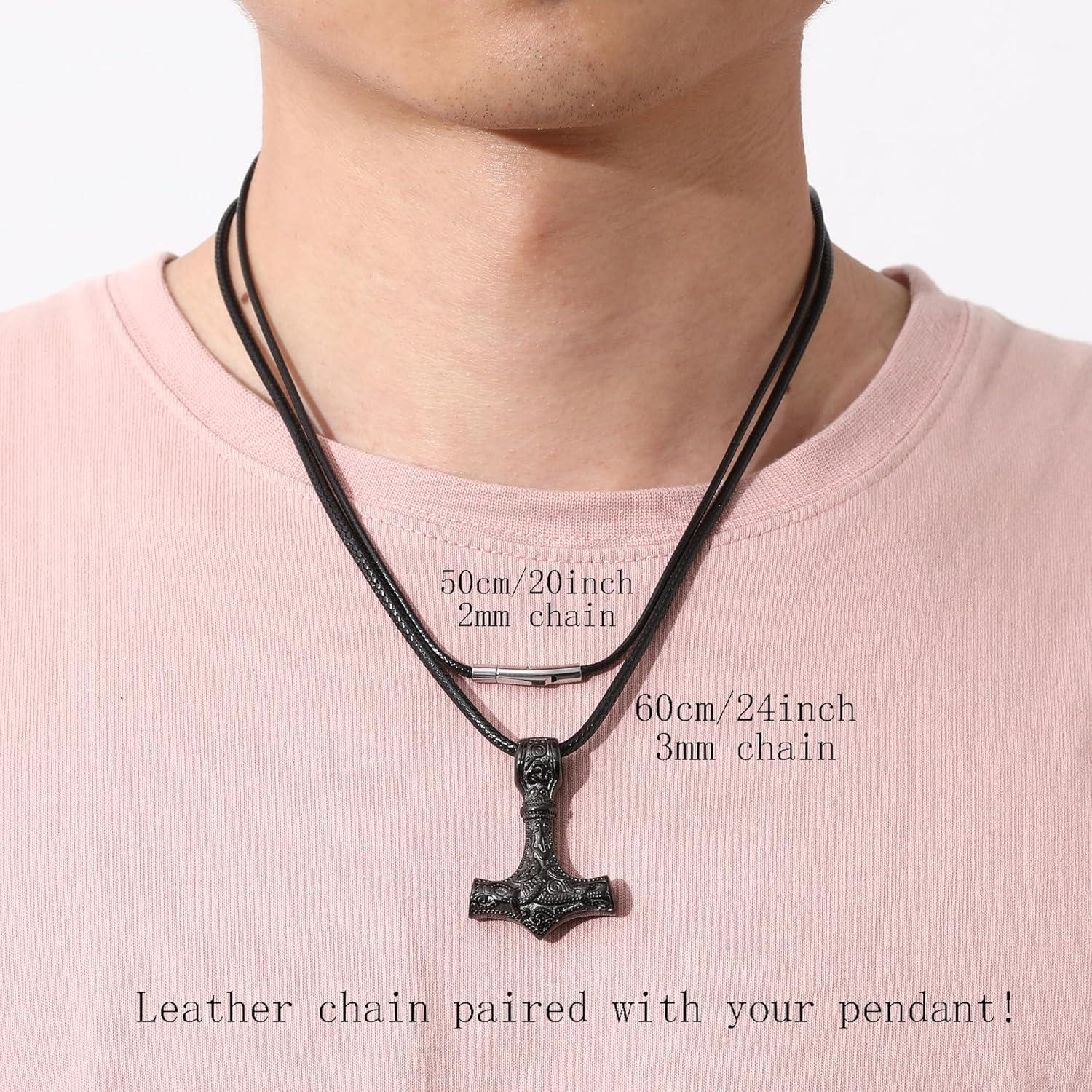 Herren Lederkette Verschluss Lederband Kautschuk Schmuck 46-76cm