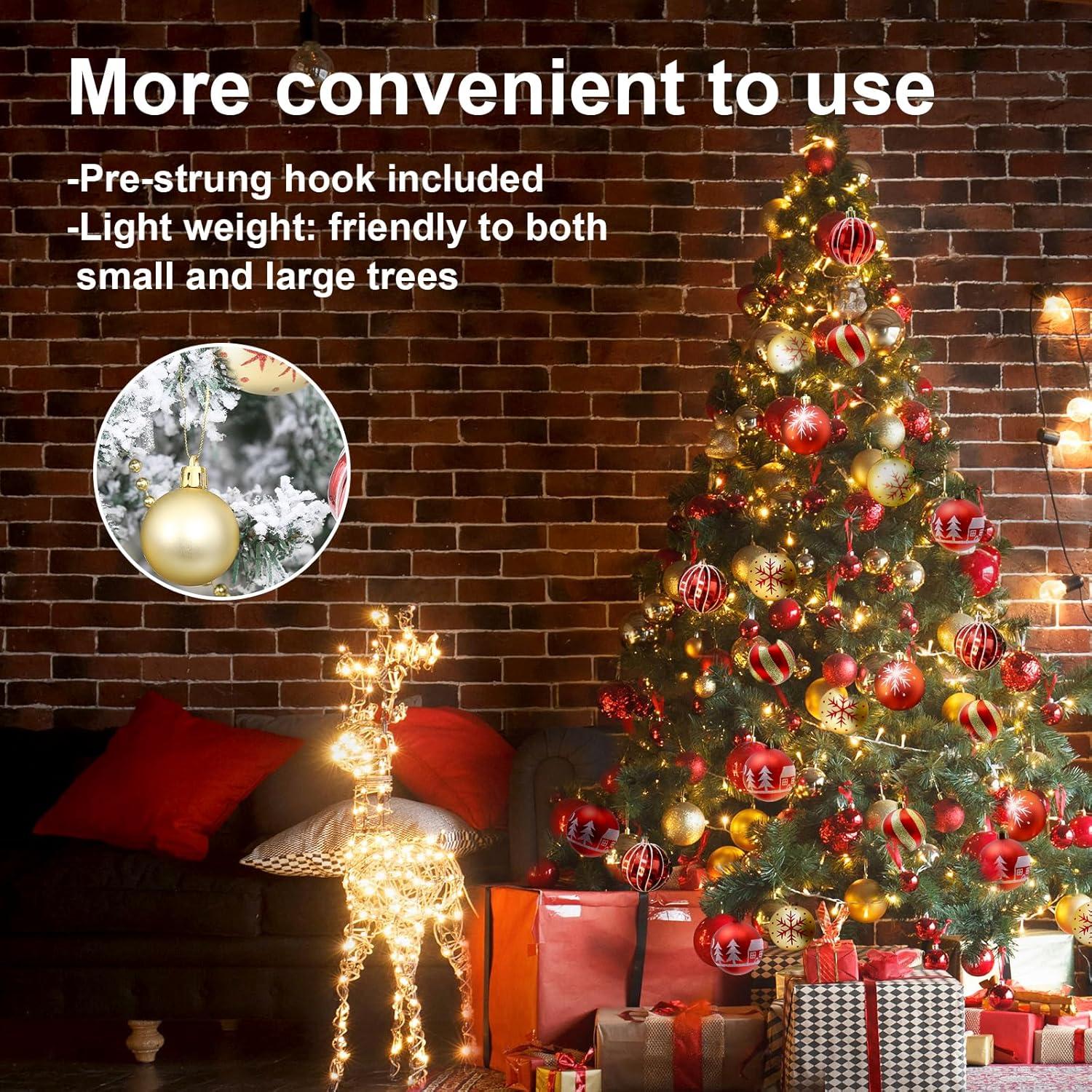 88er Set Weihnachtskugeln Kunststoff Gold Rot Weihnachtsbaumschmuck