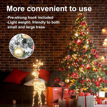 88er Set Weihnachtskugeln Kunststoff Gold Rot Weihnachtsbaumschmuck