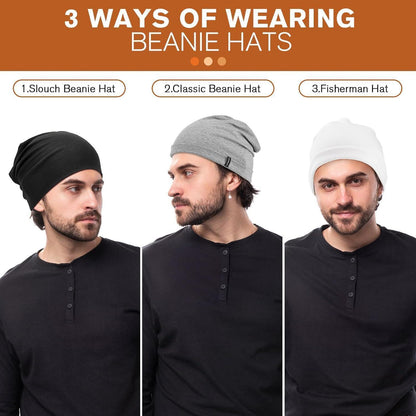 Slouchy Beanie Mütze Damen & Herren – Weiche Baumwoll Beanie Mütze Schwarz