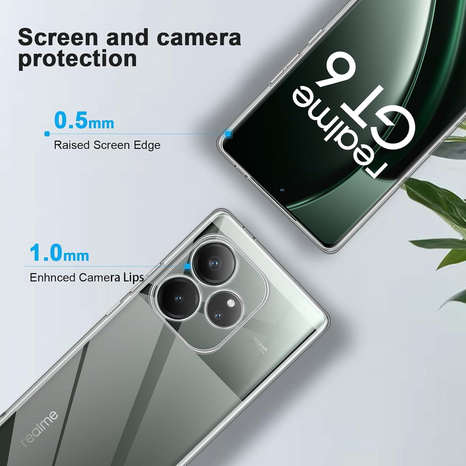 QULLOO Crystal Clear Ultra Dünn Silikon Hülle für Realme GT 6 / 6T - Transparent