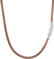 Herren Lederkette 2/3mm mit Druckverschluss Kautschuk Schwarz Braun