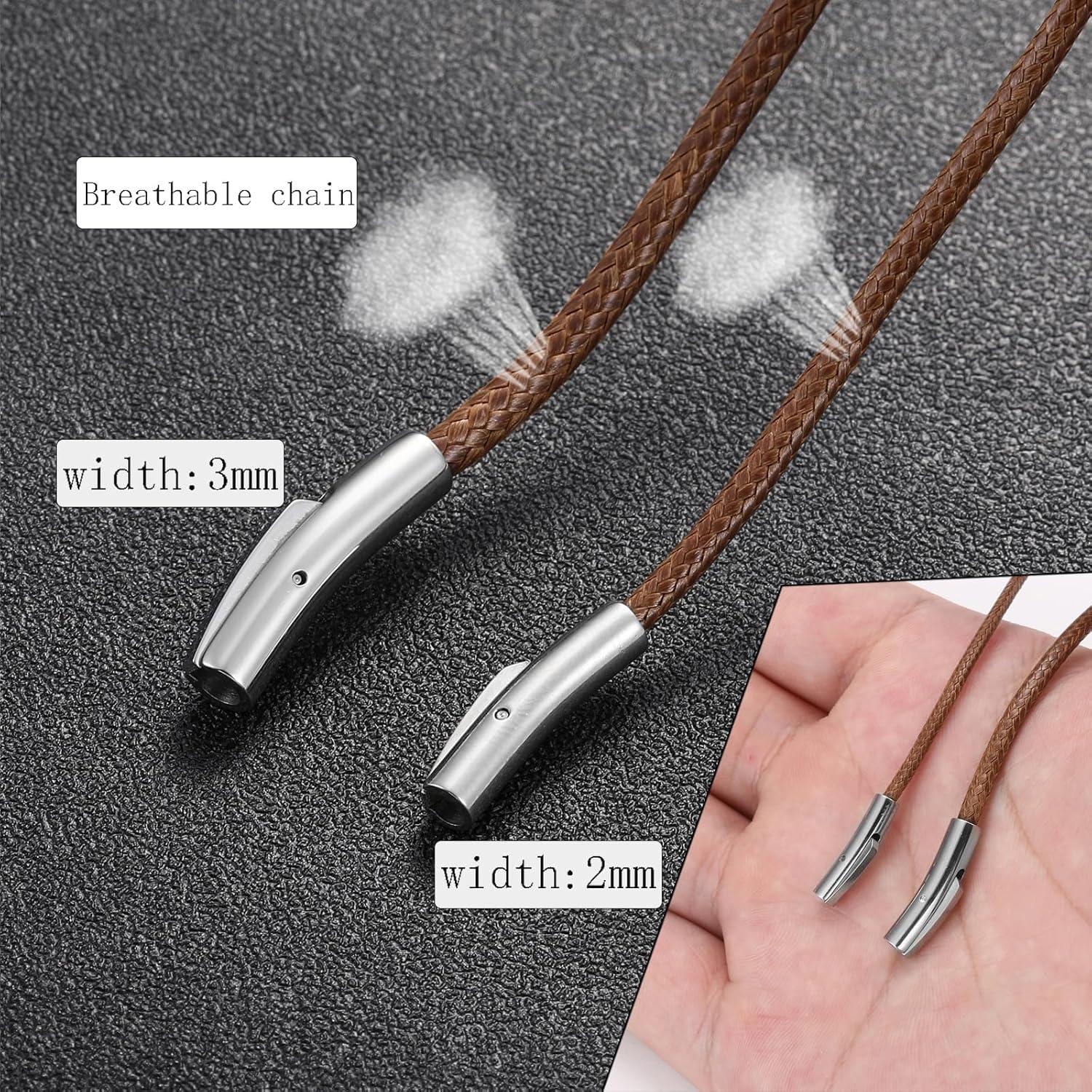 Herren Lederkette 2/3mm mit Druckverschluss Kautschuk Schwarz Braun