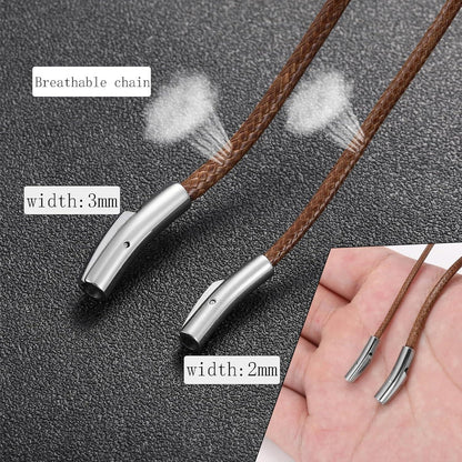 Herren Lederkette 2/3mm mit Druckverschluss Kautschuk Schwarz Braun