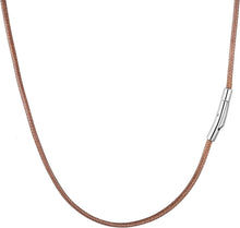 RWQIAN Lederkette mit Druckverschluss Schwarz/Braun 2/3mm