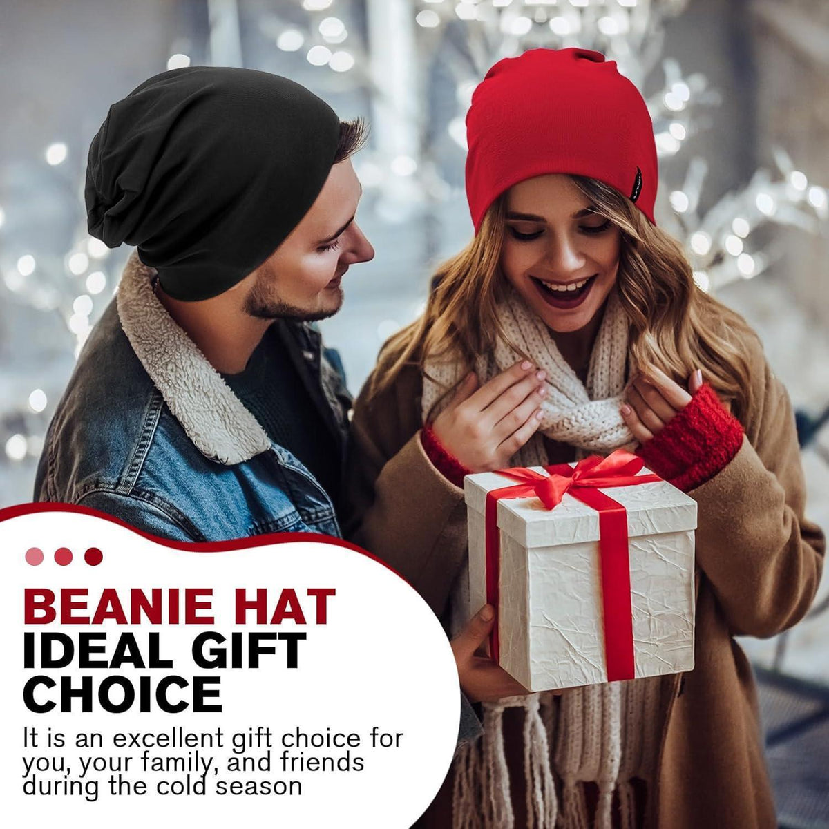 Slouchy Beanie Mütze Damen & Herren – Weiche Baumwoll Beanie Weinrot