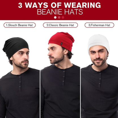 Slouchy Beanie Mütze Damen & Herren – Weiche Baumwoll Beanie Weinrot