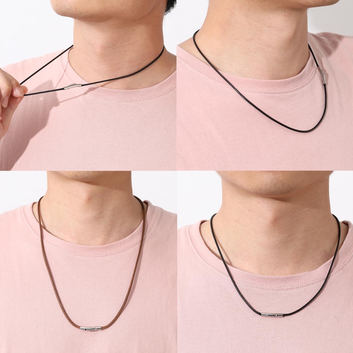 Lederkette Herren 2/3mm Halskette Verschluss Damen Schwarz/Braun