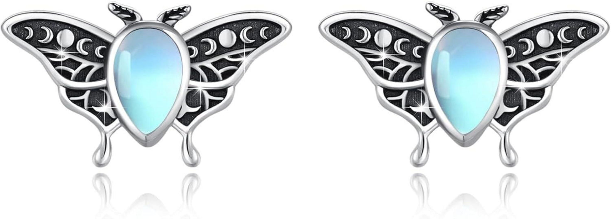 Motte Ohrringe 925 Sterling Silber Luna Mondstein Geschenk