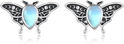 Motte Ohrringe 925 Sterling Silber Luna Mondstein Geschenk