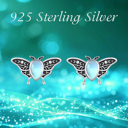 Motte Ohrringe 925 Sterling Silber Luna Wassertropfen Mondstein
