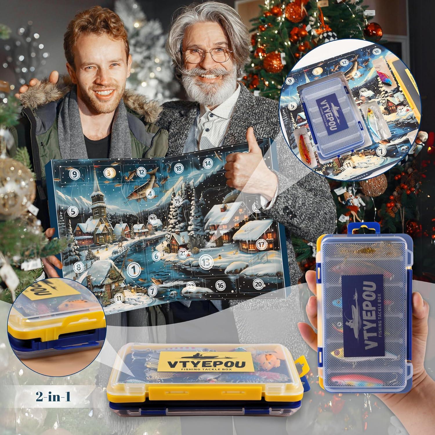 Angel Adventskalender für Männer - 22 Hochwertige Köder in Box