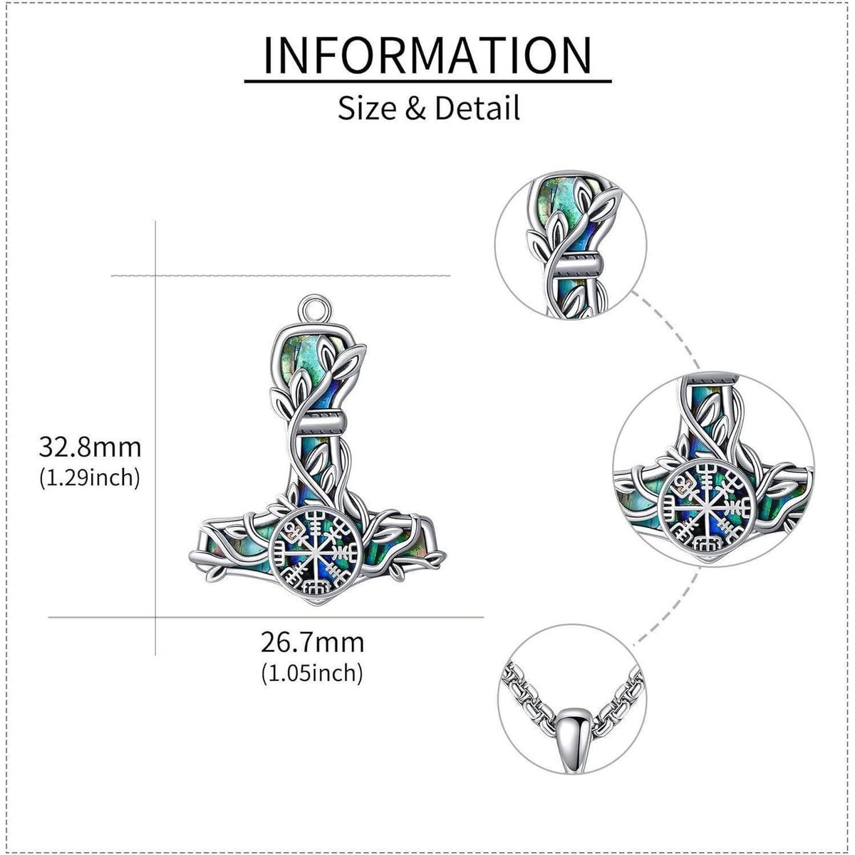 Thor Hammer Halskette Sterling Silber Mjolnir Baum des Lebens Wikinger Anhänger