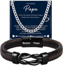Merclix Geschenkset Schwarz Lederarmband Halskette