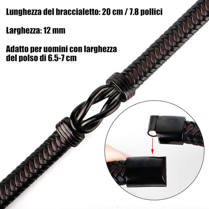 Schwarzes Lederarmband und Halskette-Set für Männer Vater