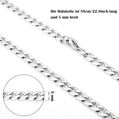 Merclix Geschenkset Schwarz Lederarmband Halskette