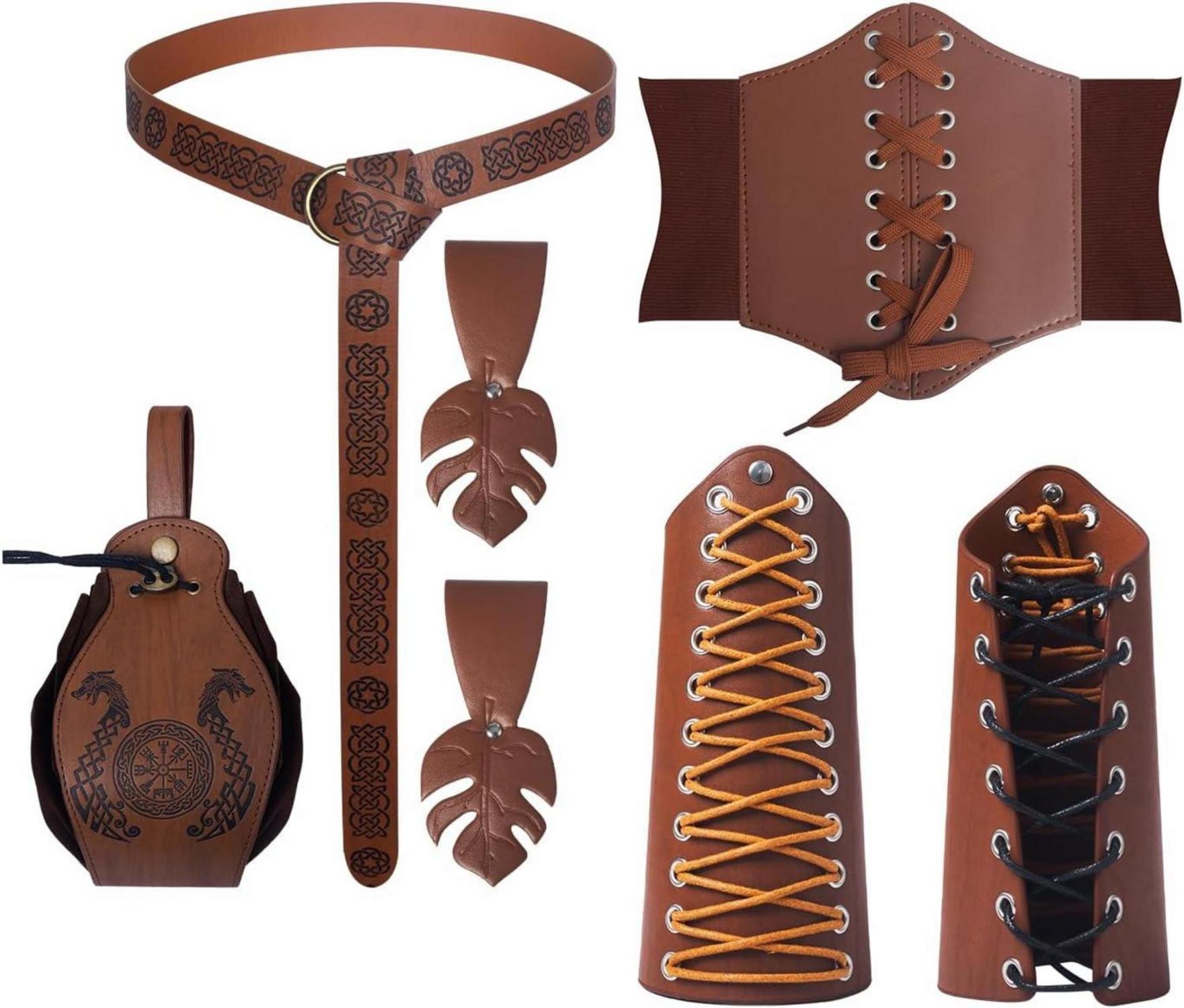 Mittelalterliches Damen Korsett-Set mit Zubehör für Halloween