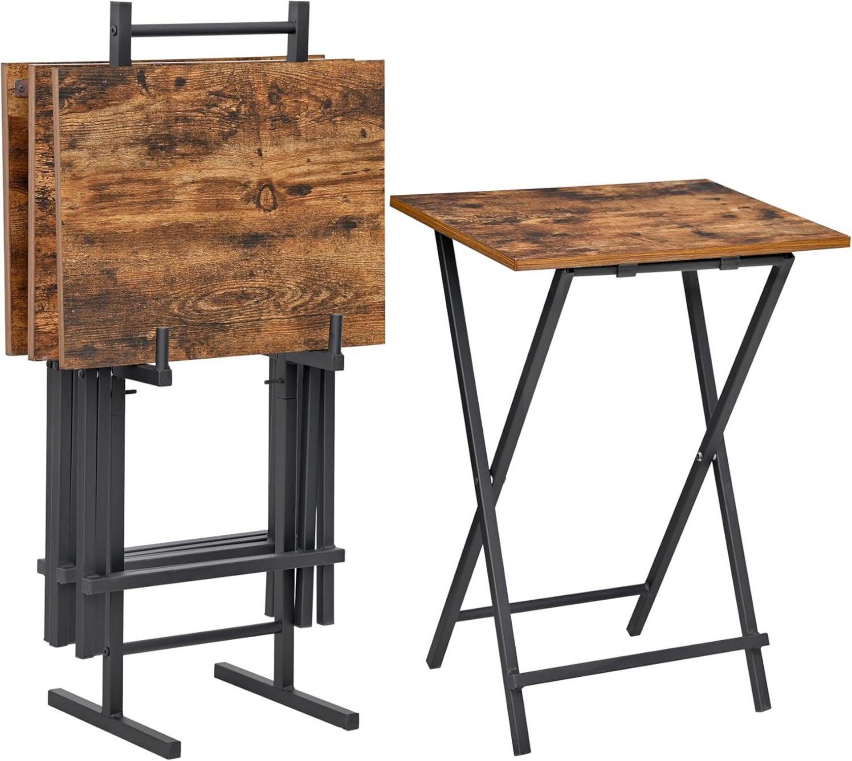 Klappbarer Beistelltisch 4er Set TV Tablett Tisch Couchtisch Wohnzimmer