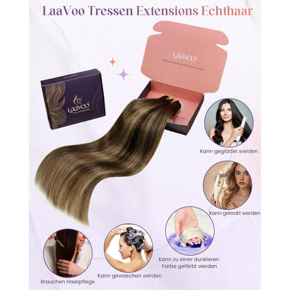 Braun Ombre Echthaar Tressen – Haarverlängerung 100g