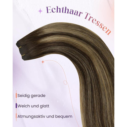 Braun Ombre Echthaar Tressen – Haarverlängerung 100g