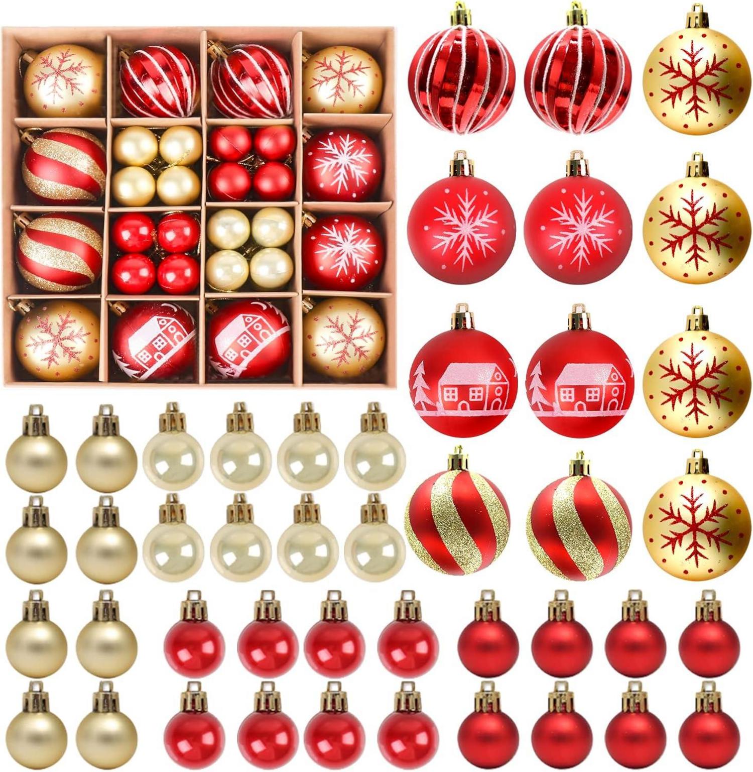 Weihnachtskugeln Set Kunststoff Rot Gold 44 Stücke deco