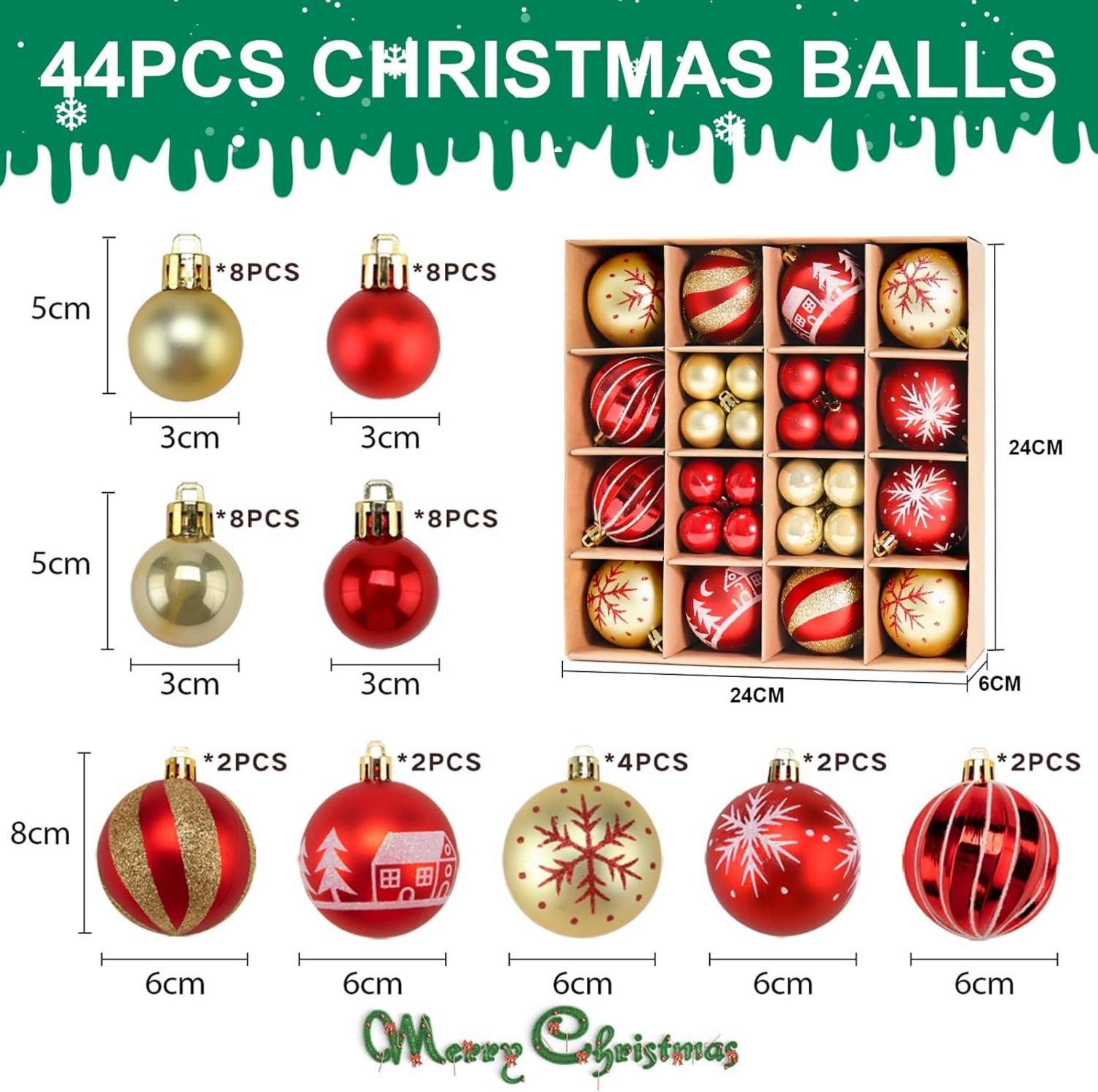 Weihnachtskugeln Set Kunststoff Aufhänger Bruchsicher Deko
