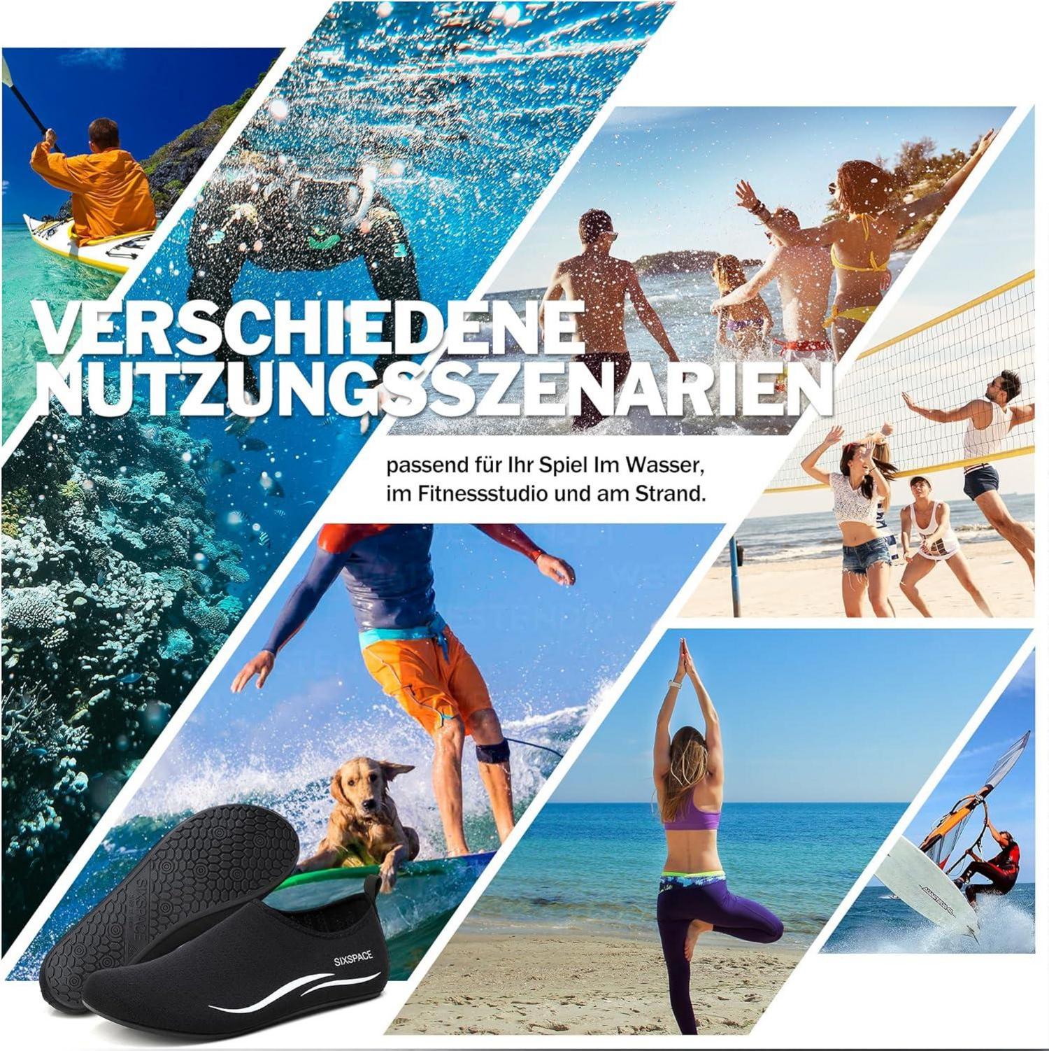 Sixspace Badeschuhe Aquaschuhe Strandschuhe Schwarz 34 EU 485