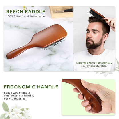 BESTOOL Haarbürste Wildschweinborsten Nylonstiften Damen Herren Kinder Paddle Detangler Bürste