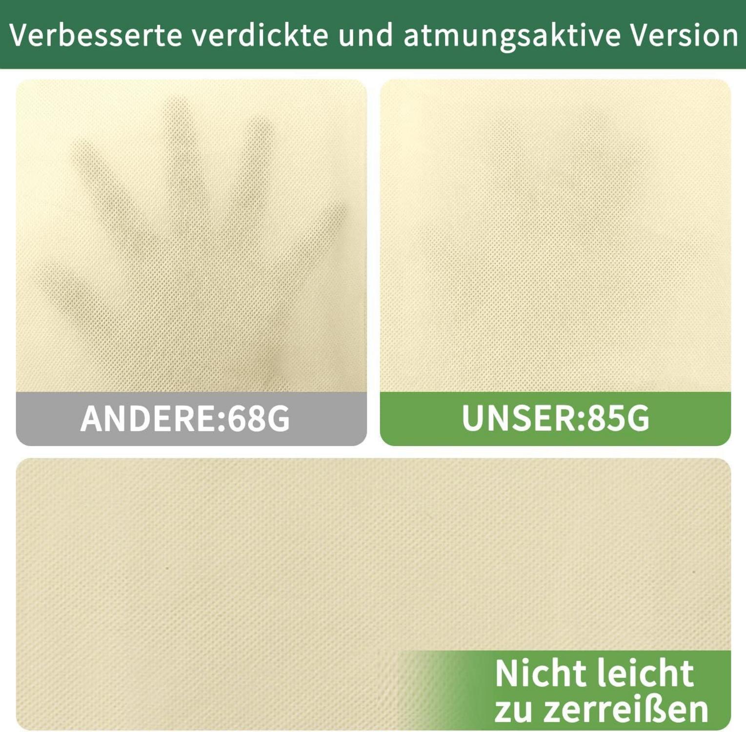 3er Set Winterschutz Pflanzen 85 g/m² Beige 80x100cm