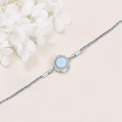 Urnenarmband Sterling Silber mit Opal, Kremationsschmuck für Damen