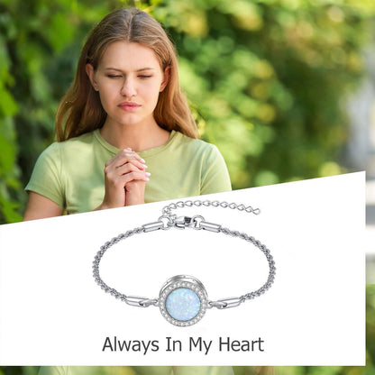 Urnenarmband Sterling Silber mit Opal, Kremationsschmuck für Damen