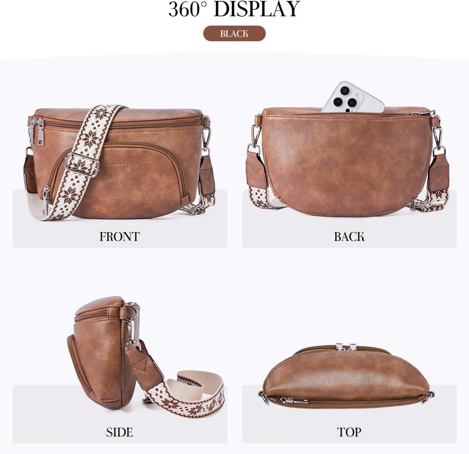 Vegane Damen Umhängetasche RFID Blockierung Crossbody Brusttasche