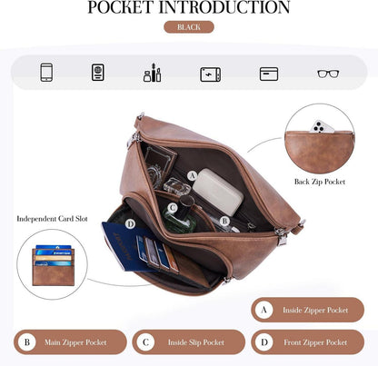 MUIIKOLA Damen Umhängetasche Veganes Leder Crossbody RFID Blockierung Braune Brusttasche