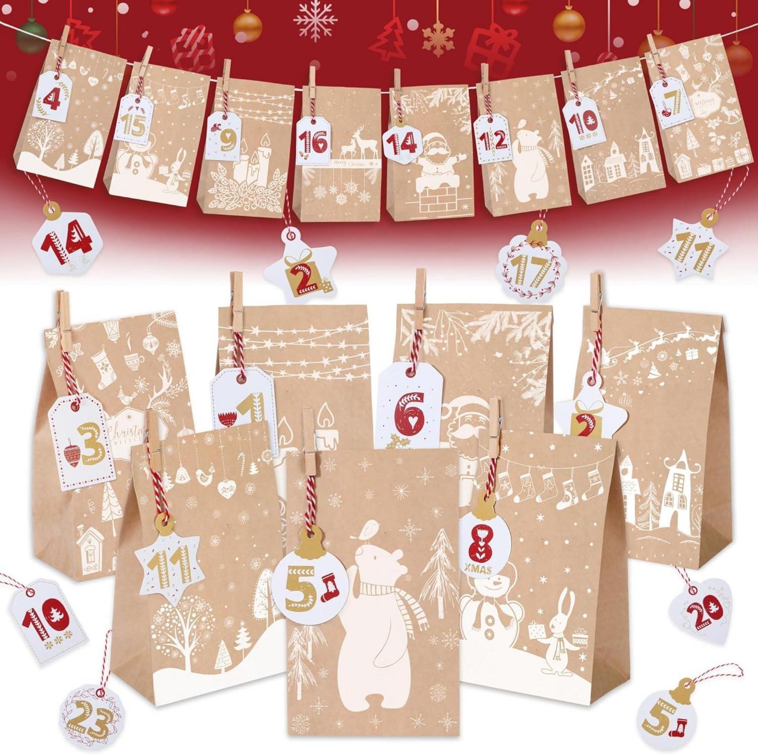 Adventskalender zum Befüllen für Kinder mit Numerisch Hangtags, DIY