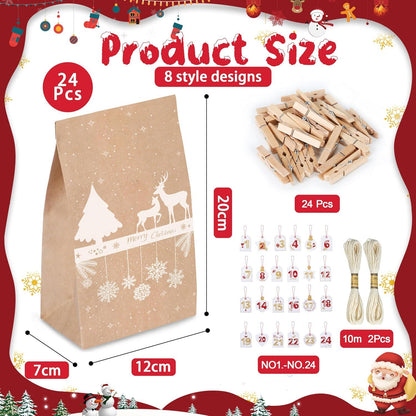Adventskalender Kinder DIY Weihnachtskalender Kraftpapier Tüten 2024