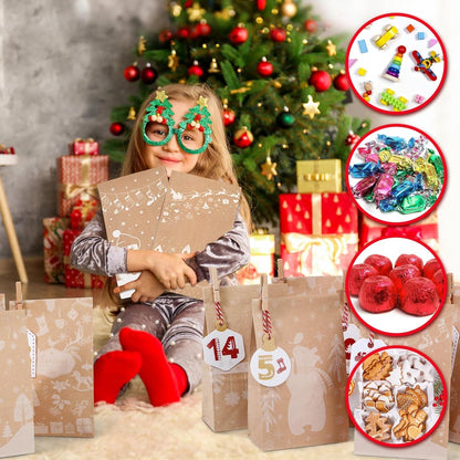 Weihnachtskalender zum Befüllen Kinder Adventskalender Tüten Hangtags 2024