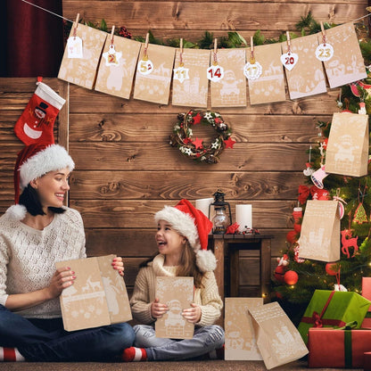 Weihnachtskalender zum Befüllen Kinder Adventskalender Tüten Hangtags 2024