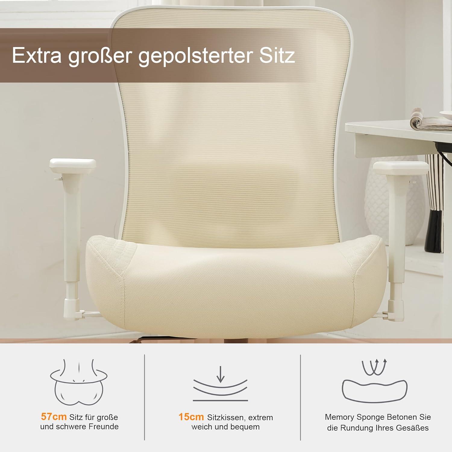 Ergonomischer Bürostuhl bis 230 kg belastbar mit Wippfunktion und