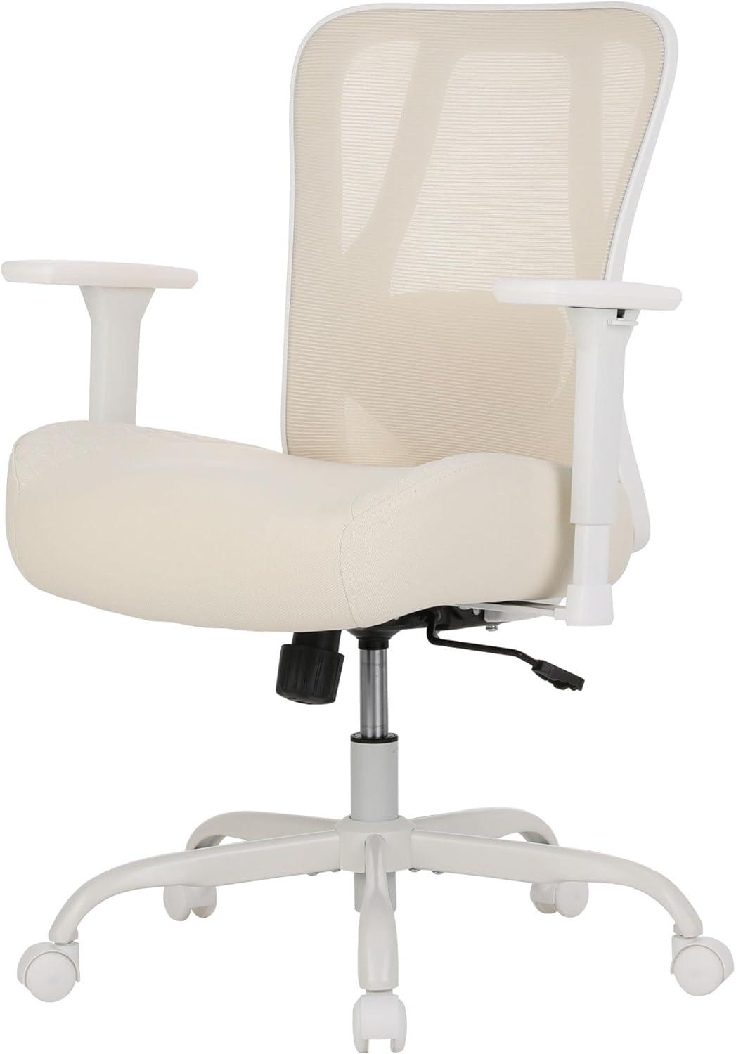Ergonomischer Bürostuhl bis 230 kg, Wippfunktion, Netzbespannung beige