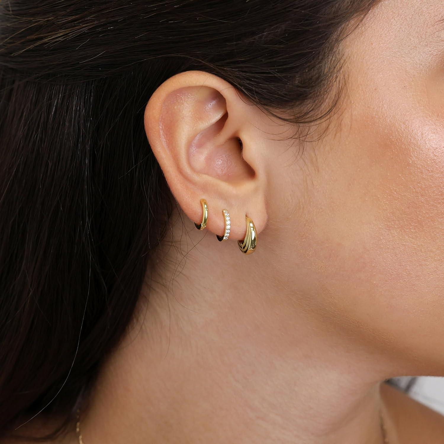 Elegante Ohrringe Set Silber Gold Zirkonia Hypoallergen Vegan