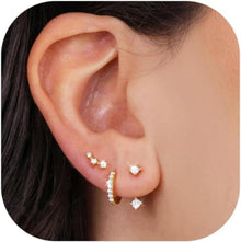 Ohrringe Set Silber Gold Zirkonia Stapelbar Hypoallergen