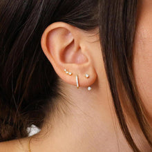 FUNEIA Silber Goldene Ohrringe Set Zirkonia Damen Creolen