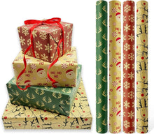 4 Rollen Weihnachtsgeschenkpapier Kraftpapier, 43 cm x 3 m