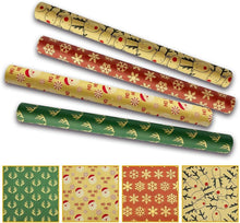 Weihnachtsgeschenkpapier 4 Rollen 43cmx3m Kraftpapier