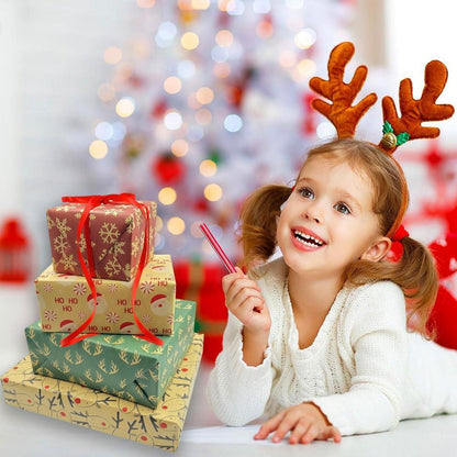 Weihnachtsgeschenkpapier 4 Rollen 43cm x 3m recycelbar Kraftpapier festliche