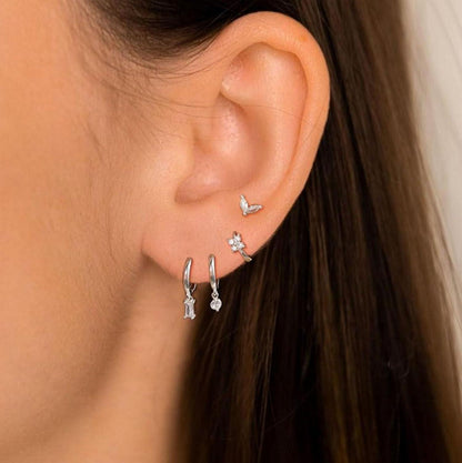 Ohrringe Set Silber Gold Zirkonia Wasserfest Hypoallergen Piercings