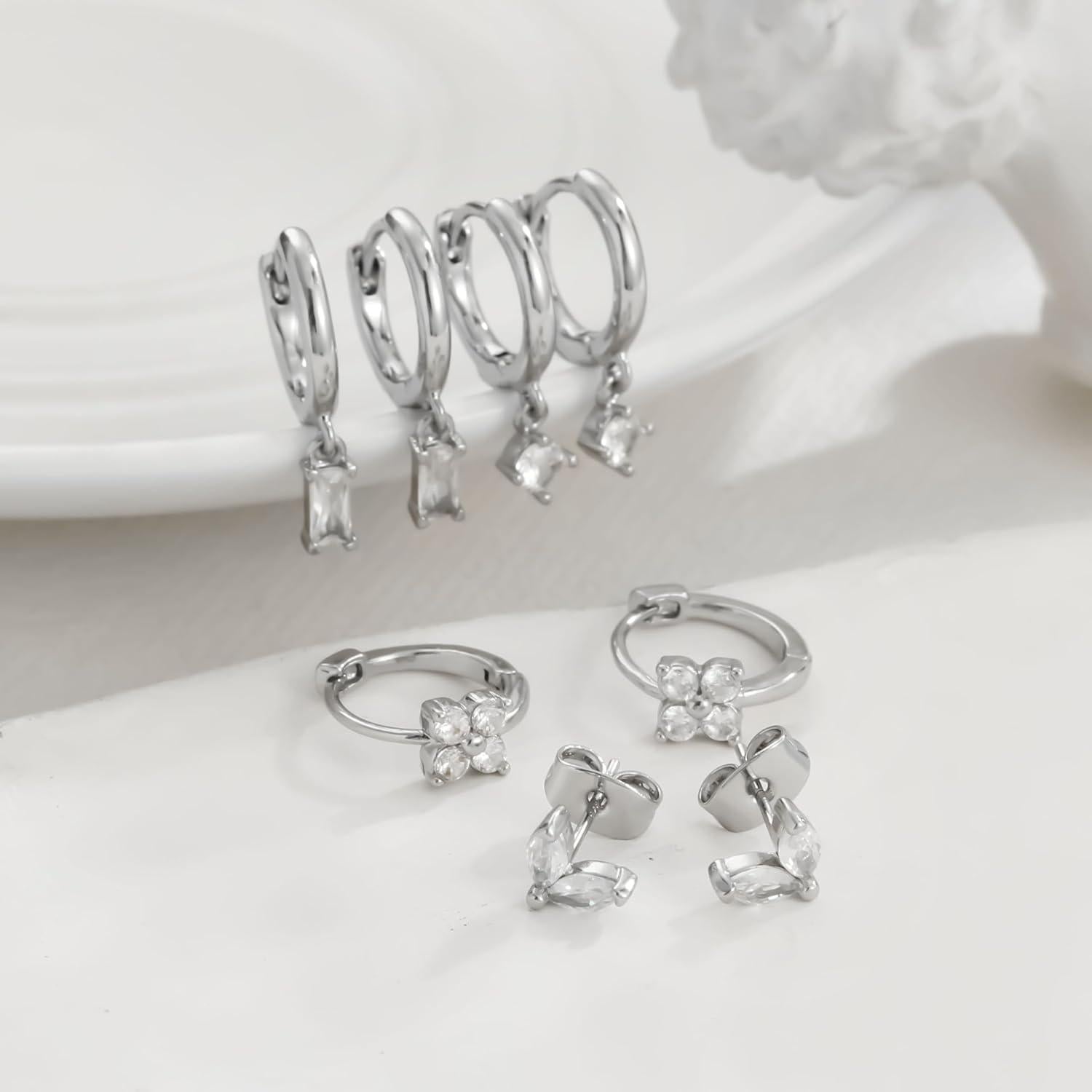 Ohrringe Silber 925 Vergoldet Damen Creolen Ohrstecker Zirkonia