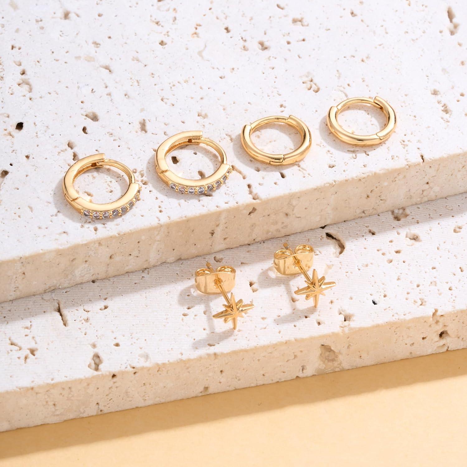 Moderne FUNEIA Ohrringe Silber 925 Gold Zirkonia Set