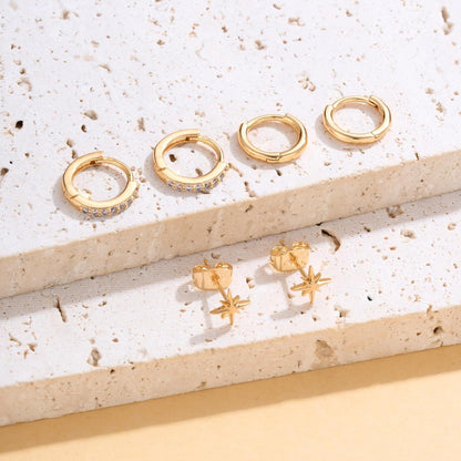Moderne FUNEIA Ohrringe Silber 925 Gold Zirkonia Set