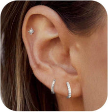 Elegante Silber Goldene Ohrringe Zirkonia Setfrauen